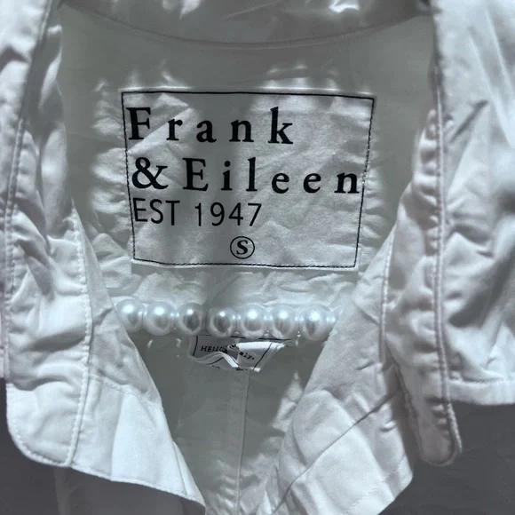 Frank & Eileen Frank & Eileen white Joedy crinkle button down shirt SzSmall EUC - Picture 6 of 9
